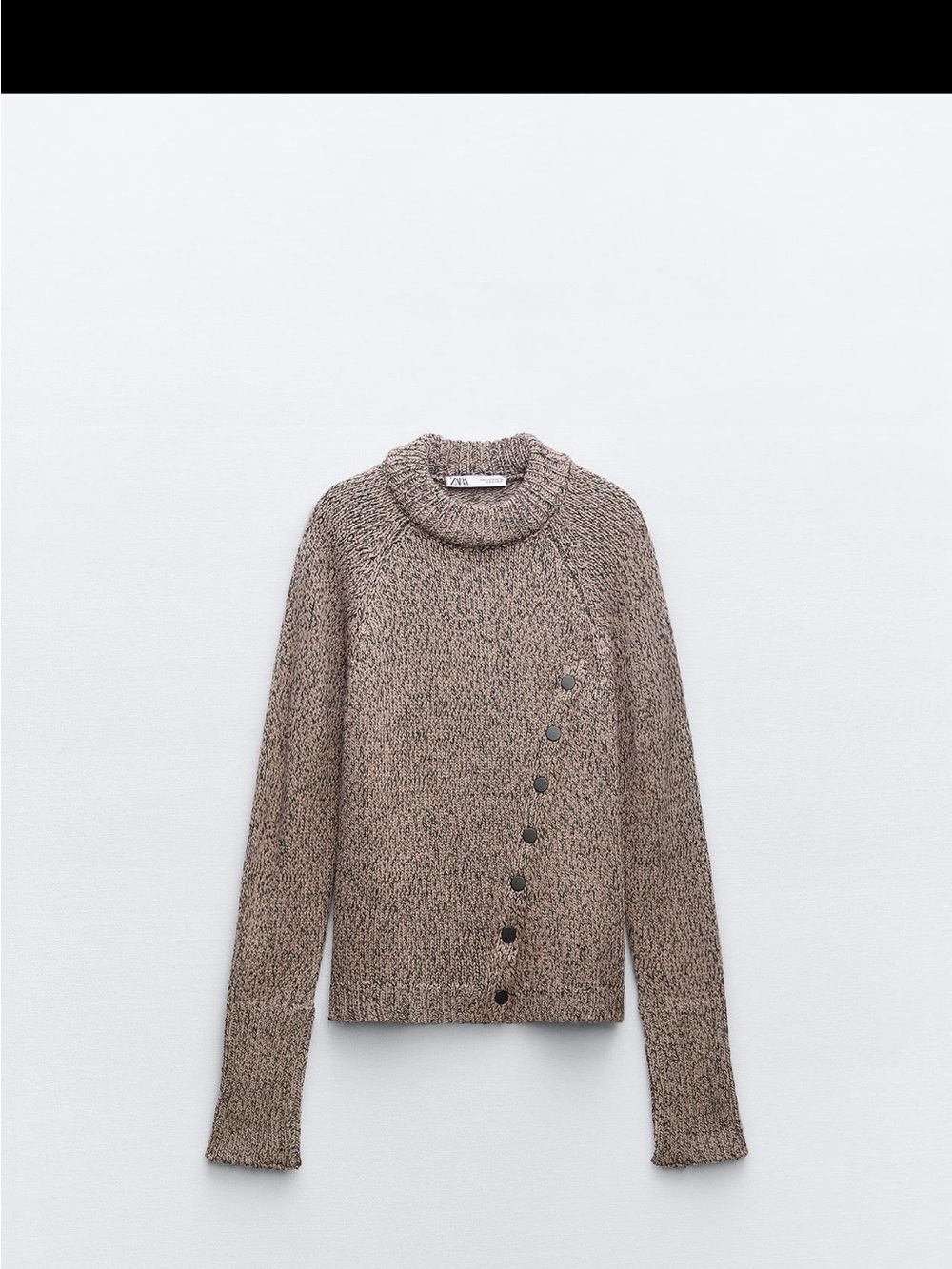 Zara Asymmetric Button Twisted Yarn Knit Sweater